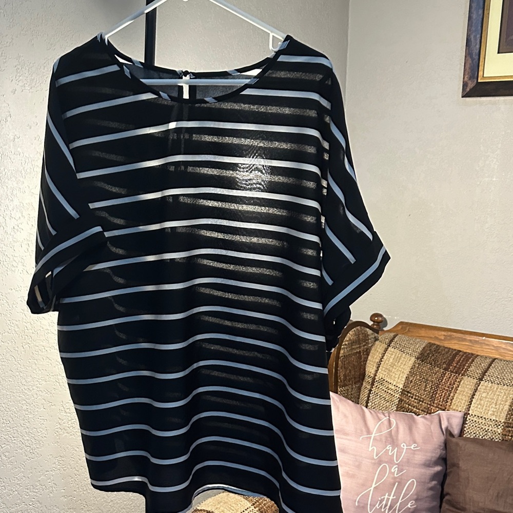 Black and White Striped Women's Top